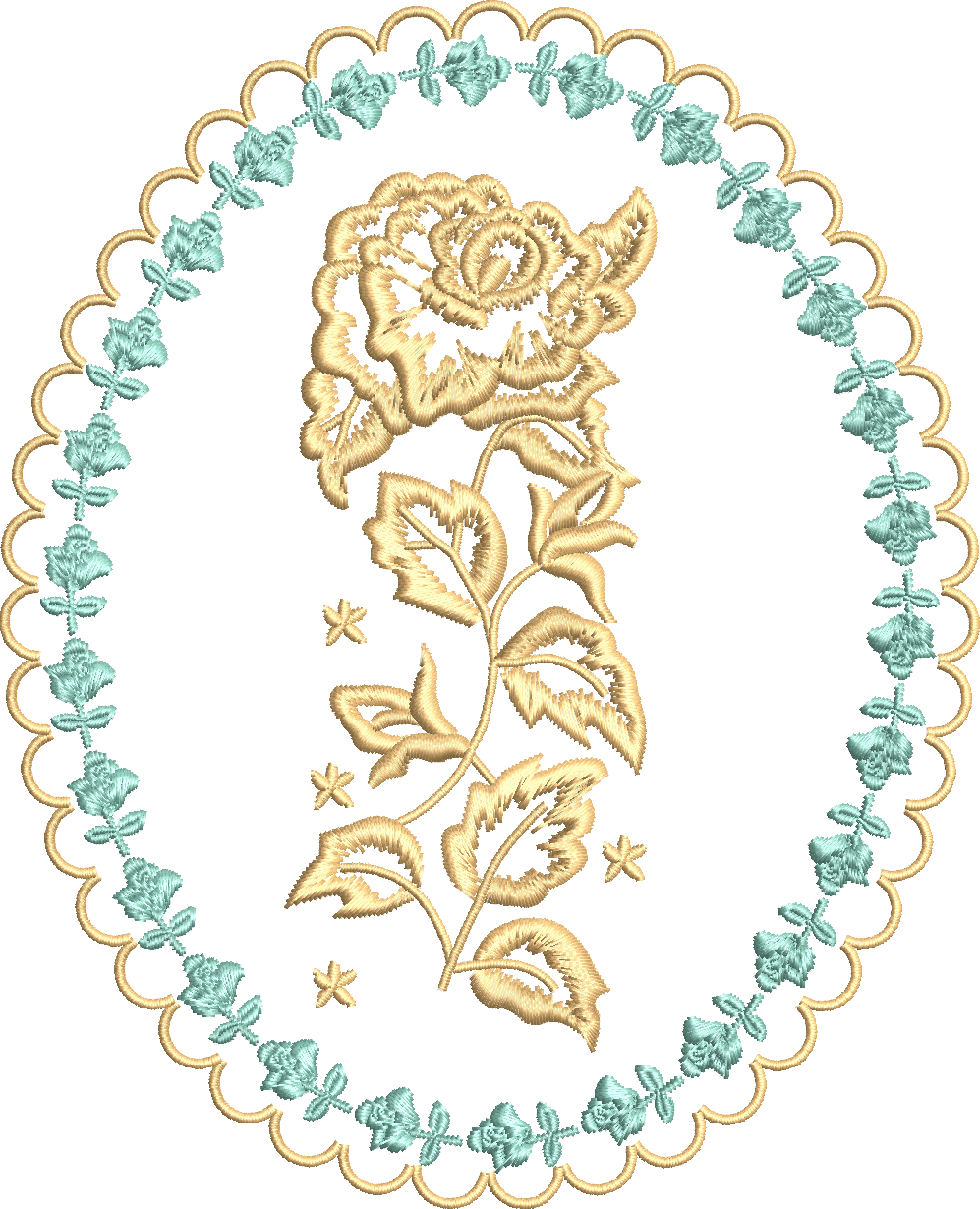 Dual Colour Floral Circle Machine Embroidery Design (3Card1ac)