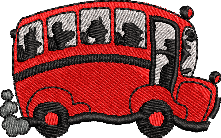 Bus Cariacture Machine Embroidery Design