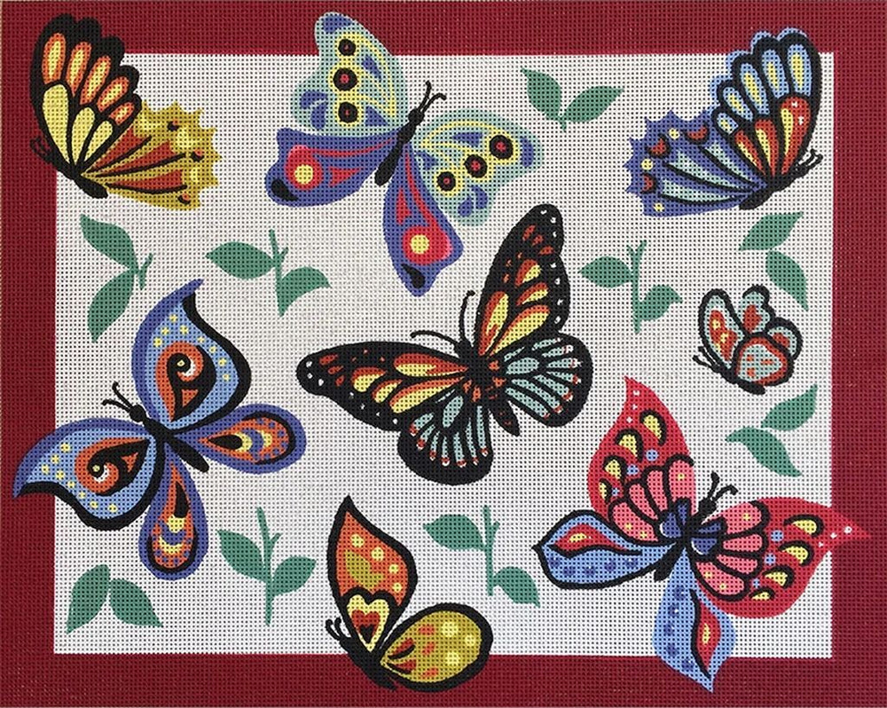 Butterflies Tapestry Design Printed On 10 Count Antique Canvas G14.809