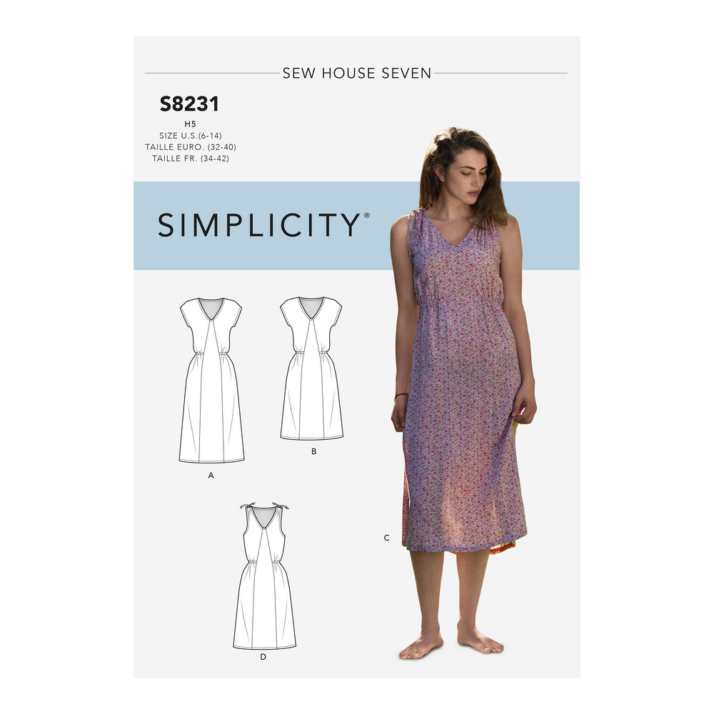 Simplicity Sewing Pattern 8231 Women's Dress in Two Lengths H5 Sz US 6-14