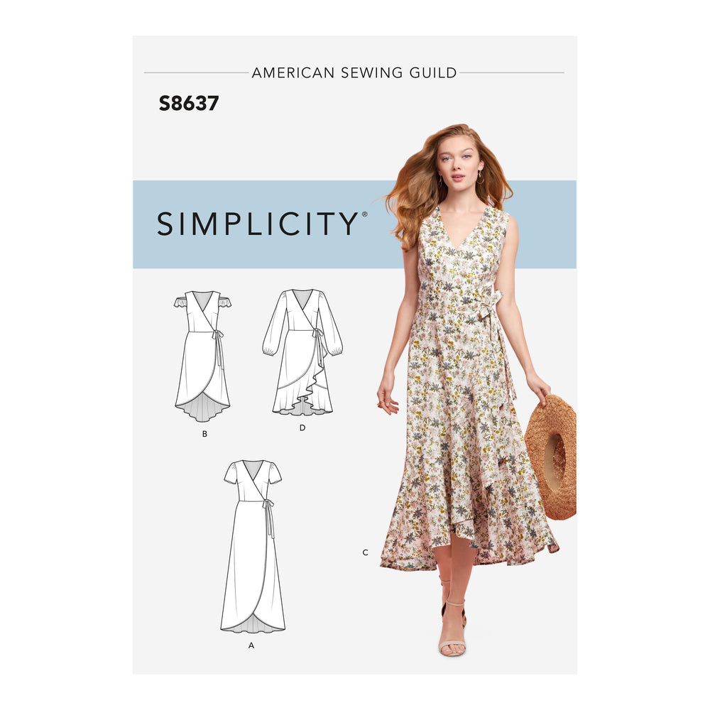 Simplicity Sewing Pattern 8637 Women's Wrap Dress U5 Sizes 16-24
