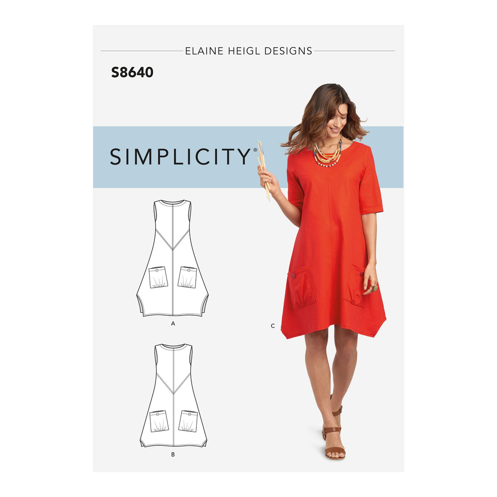 Simplicity Sewing Pattern 8640 Women's / Plus Size Dress or Tunic AA Sizes 10-18