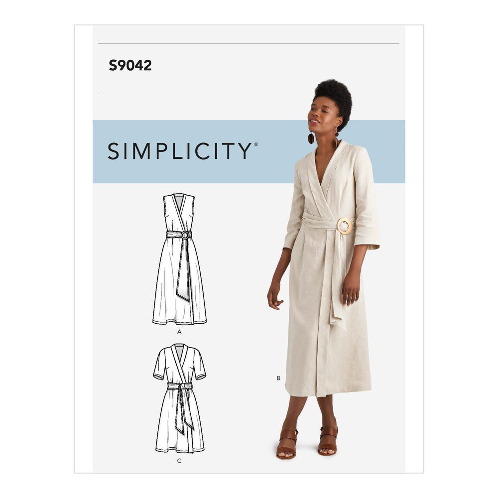 Simplicity Sewing Pattern S9042 Misses' Wrap Dresses With Waist Tie U5 Sizes 16-24