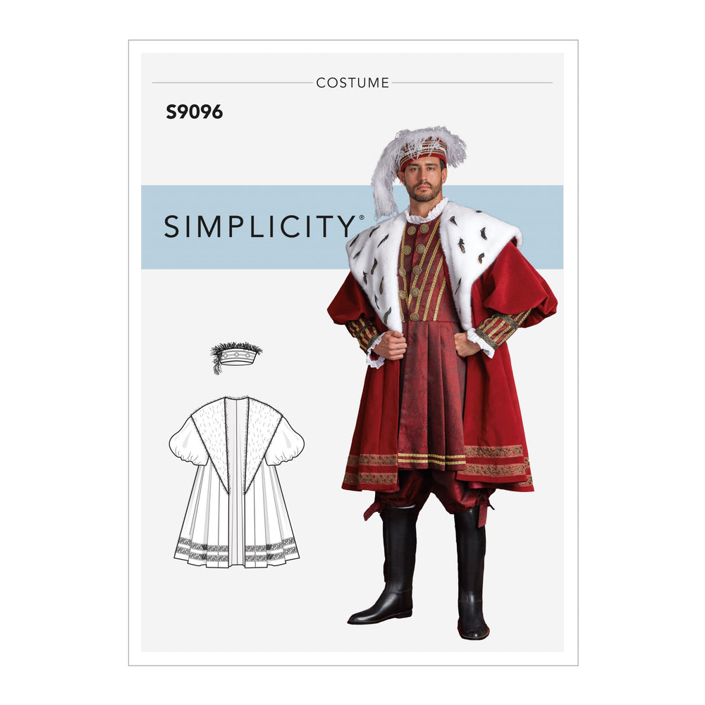 Simplicity Sewing Pattern S9096 Men's Historical Costume Coat With Hat In Three Sizes AA Sizes 34-42