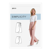Simplicity Sewing Pattern S9111 Misses' Faux Wrap Pants, Skirt & Shorts H5 Sizes 6-14