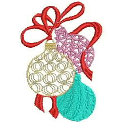 Christmas Ribbon & Balls Machine Embroidery Design 100 x 68mm