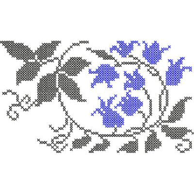 Cross Stitch Floral Motif Machine Embroidery Design (4-4Base)
