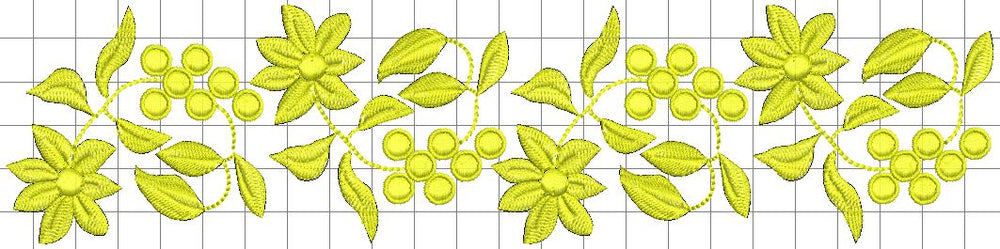 Floral Border (Single Colour) Machine Embroidery Design 55x233mm (b-1-240906-floral-border)