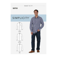 Simplicity Sewing Pattern 8753 Men's Classic, Modern and Slim Fit Shirt AA Sizes 34-42