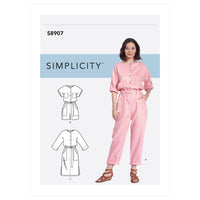 Simplicity Sewing Pattern S8907 Misses' Jumpsuit, Romper, Dresses & Belt H5 Sizes 6-14