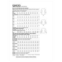Simplicity Sewing Pattern S8920 Misses' Tops U5 Sizes 16-24