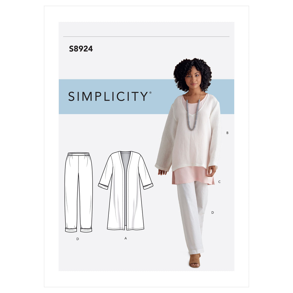 Simplicity Sewing Pattern S8924 Misses' Jacket, Top, Tunic & Pull-on Pants H5 Sizes 6-14