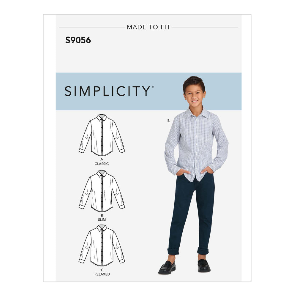 Simplicity Sewing Pattern S9056 Children's & Teen Boys' Shirts K5 Sizes 8-16