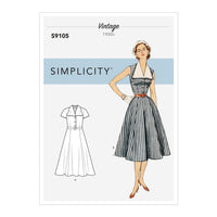 
              Simplicity Sewing Pattern S9105 Misses' Vintage Dress With Detachable Collar U5 Sizes 16-24
            