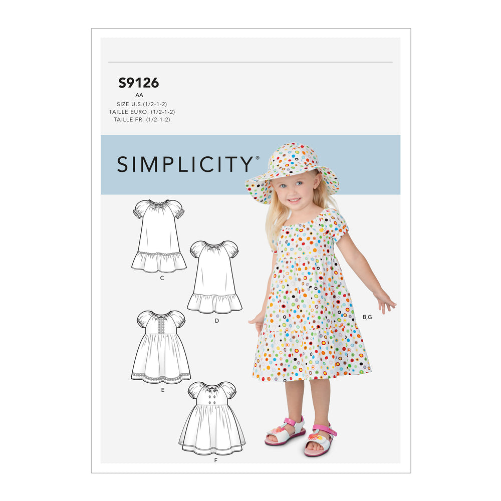 Simplicity Sewing Pattern S9126 Toddlers' Dresses BB Sizes 2-3-4