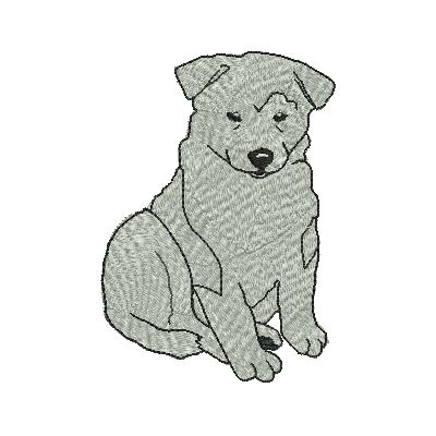 Alaskan Malamute Puppy Sitting Machine Embroidery Design (alaskan-malamute-puppy-2a2)