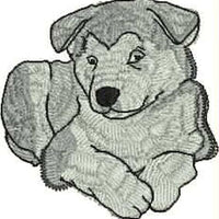 Alaskan Malamute Puppy Laying Machine Embroidery Design (alaskan-malamute-puppy-2b)