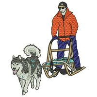 Alaskan Malamute And Sled Machine Embroidery Design (alaskan-malamute-sled-a)