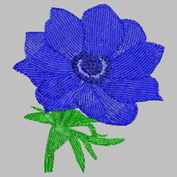Blue Anemone #2 or Windflower Machine Embroidery Design (anemone-blue-2)