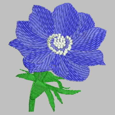 Blue Anemone #3(125) or Windflower Machine Embroidery Design (anemone-blue-3-125)