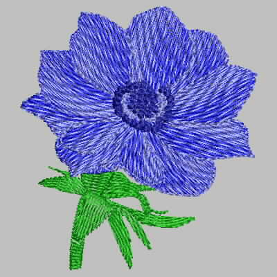 Blue Anemone #3 or Windflower Machine Embroidery Design (anemone-blue-3)