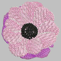 Pink Anemone #1 or Windflower Machine Embroidery Design (anemone-pink-1)