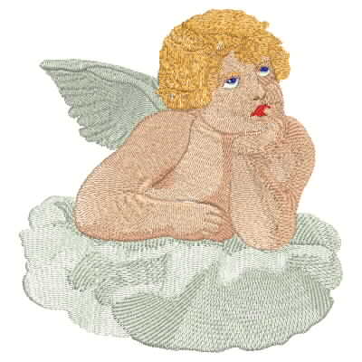 Angel On Cloud Machine Embroidery Design (angel18)