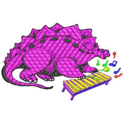 Dinosaur Playing Xylophone Machine Embroidery Design (XYLOSAURUS)